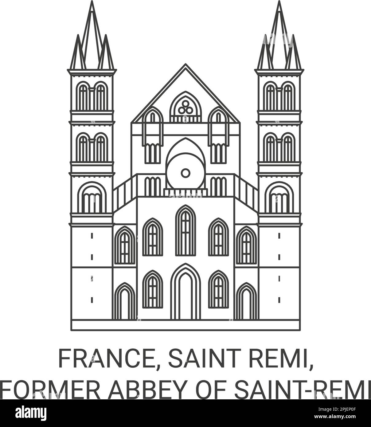 Frankreich, Saint Remi, die ehemalige Abtei von Saintremi Reise-Wahrzeichen-Vektordarstellung Stock Vektor