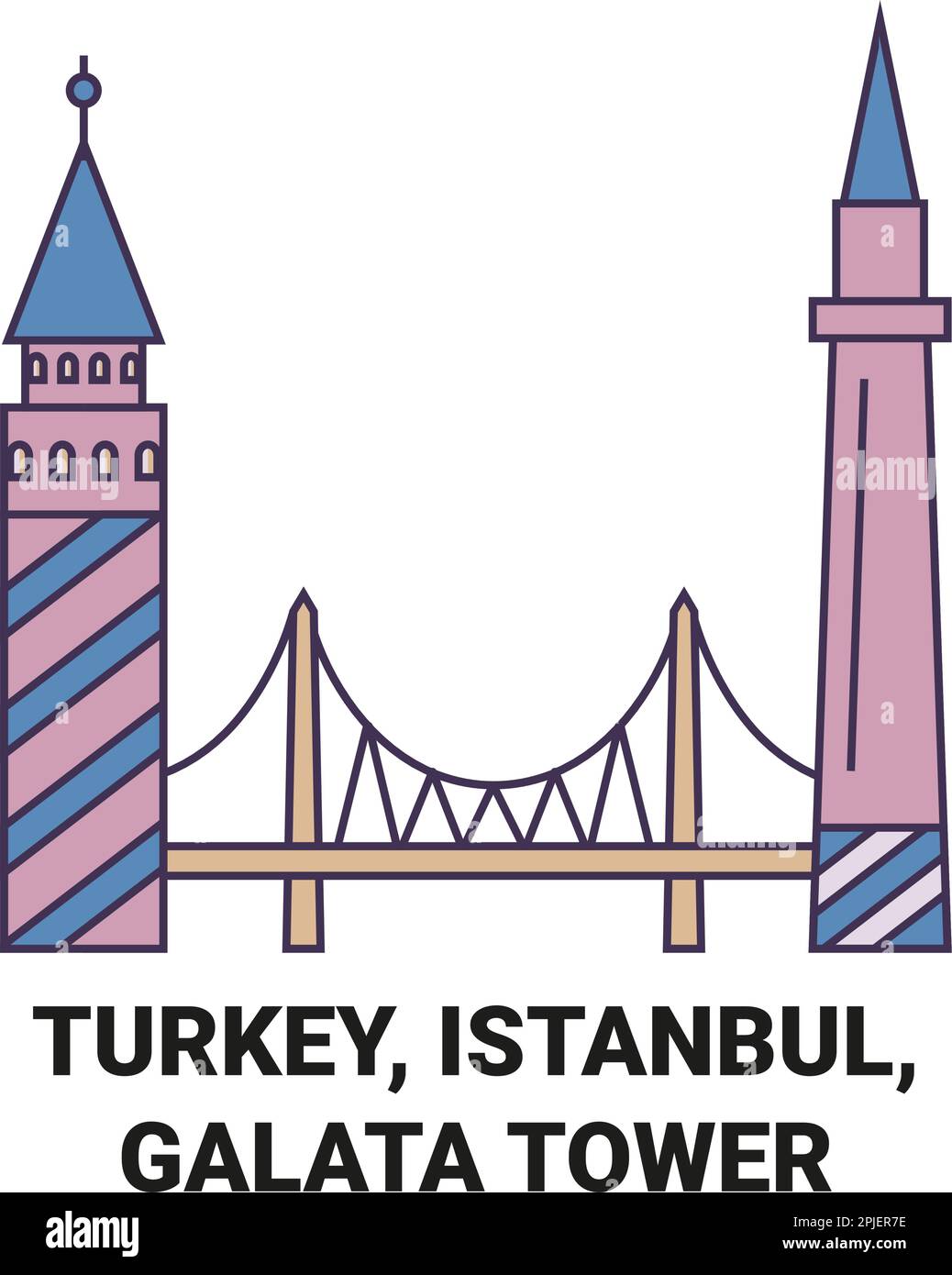 Türkei, Istanbul, Galata-Turm Reise-Wahrzeichen-Vektordarstellung Stock Vektor