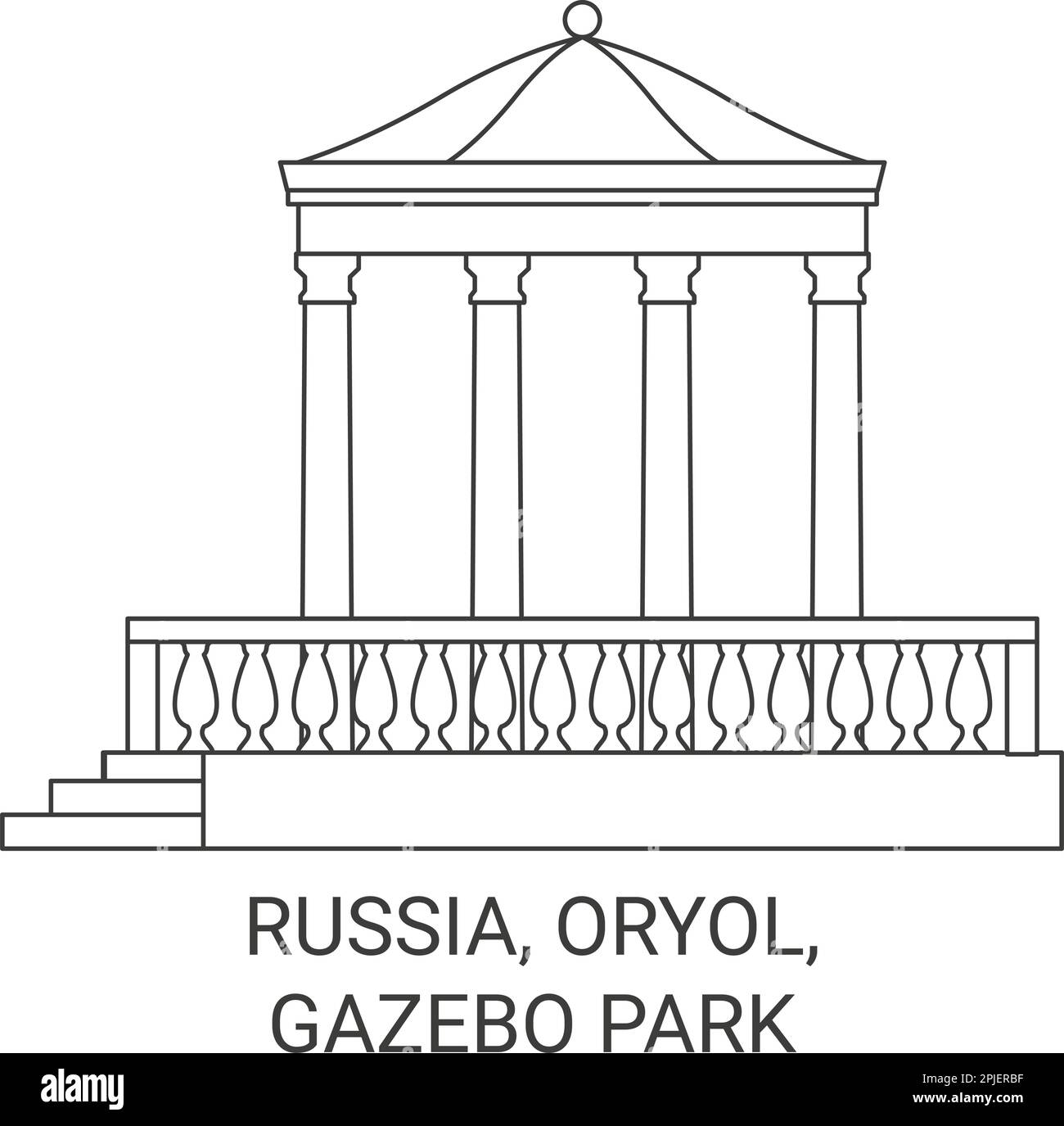 Russland, Oryol, Gazebo Park Reise Wahrzeichen Vektordarstellung Stock Vektor