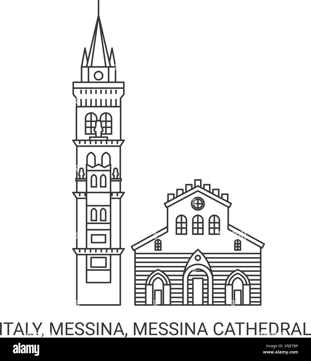 Italien, Messina, Kathedrale von Messina reisen Wahrzeichen-Vektordarstellung Stock Vektor