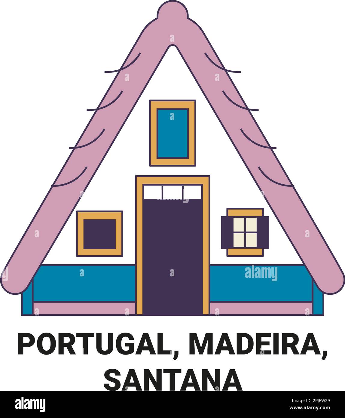 Vektordarstellung der Reiseziele Portugal, Madeira, Santana Stock Vektor