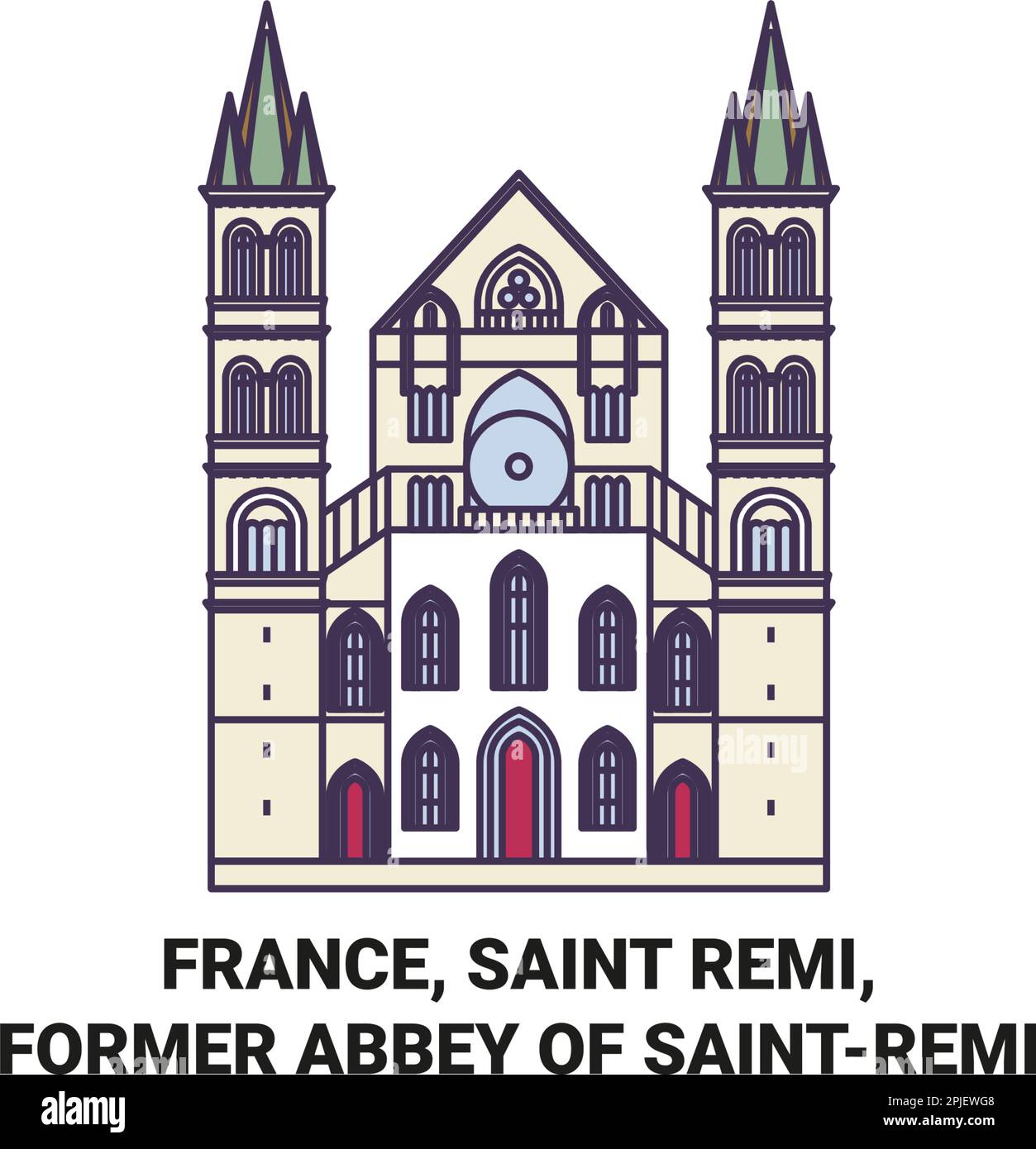 Frankreich, Saint Remi, die ehemalige Abtei von Saintremi Reise-Wahrzeichen-Vektordarstellung Stock Vektor