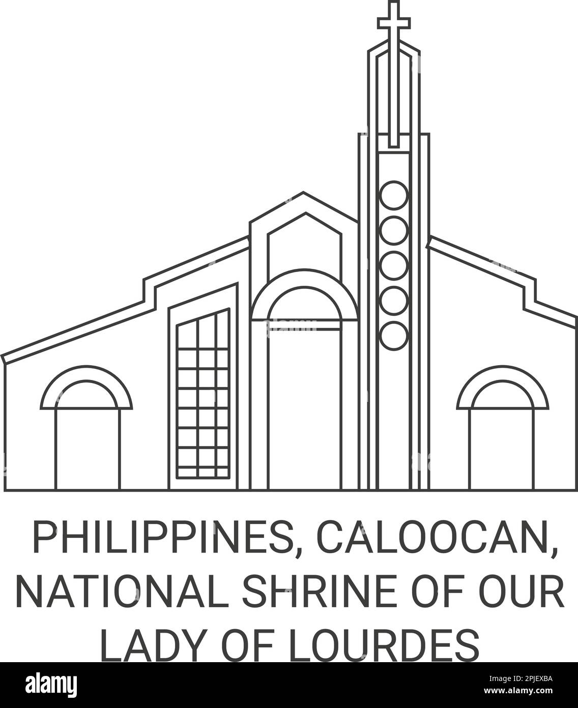 Philippinen, Caloocan, National Shrine of Our Lady of Lourdes reisen als Vektorbild Stock Vektor