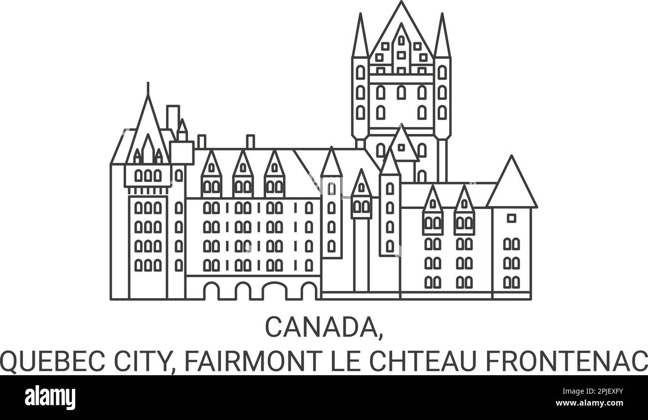 Vektordarstellung für Reiseziele wie Kanada, Quebec City, Fairmont Le Chteau Frontenac Stock Vektor