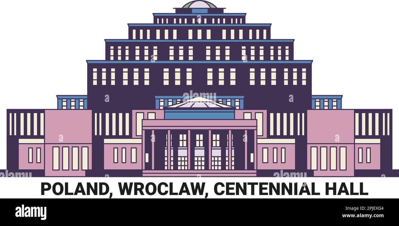 Polen, Breslau, Centennial Hall, Reise-Wahrzeichen-Vektordarstellung Stock Vektor