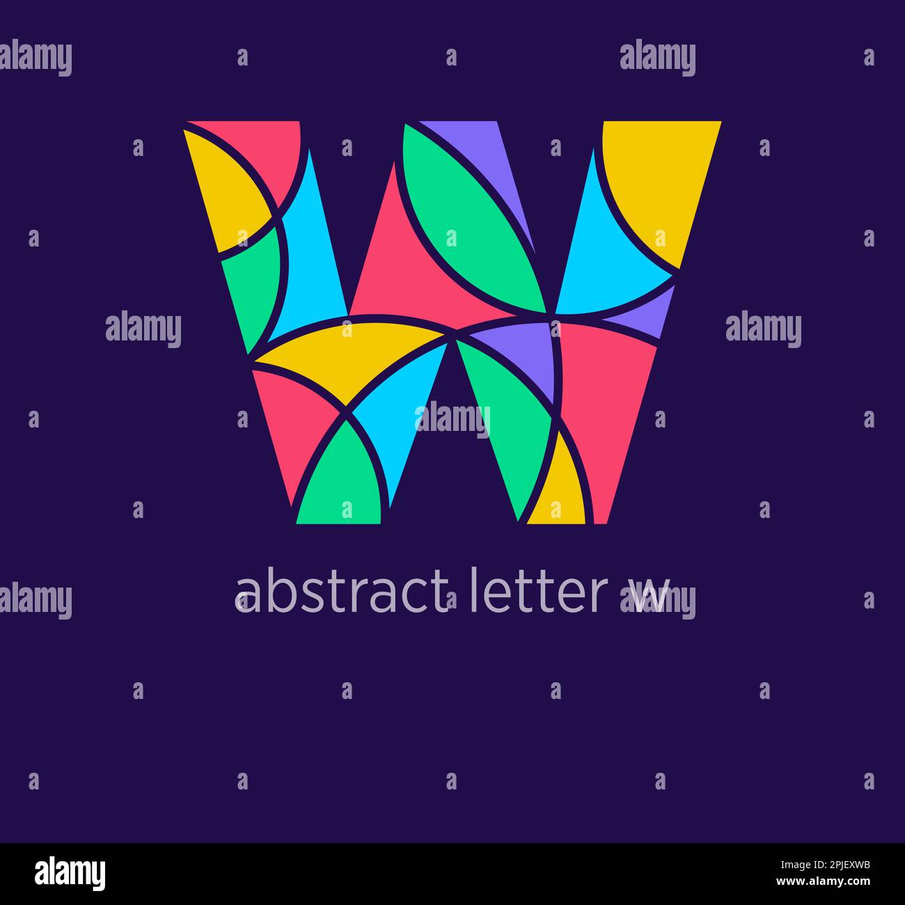 Moderner abstrakter Buchstabe mit Logo-Symbol. Einzigartige Farbübergänge im Mosaikdesign. Farbenfroher Buchstabe w Vorlage. vektor. Stock Vektor
