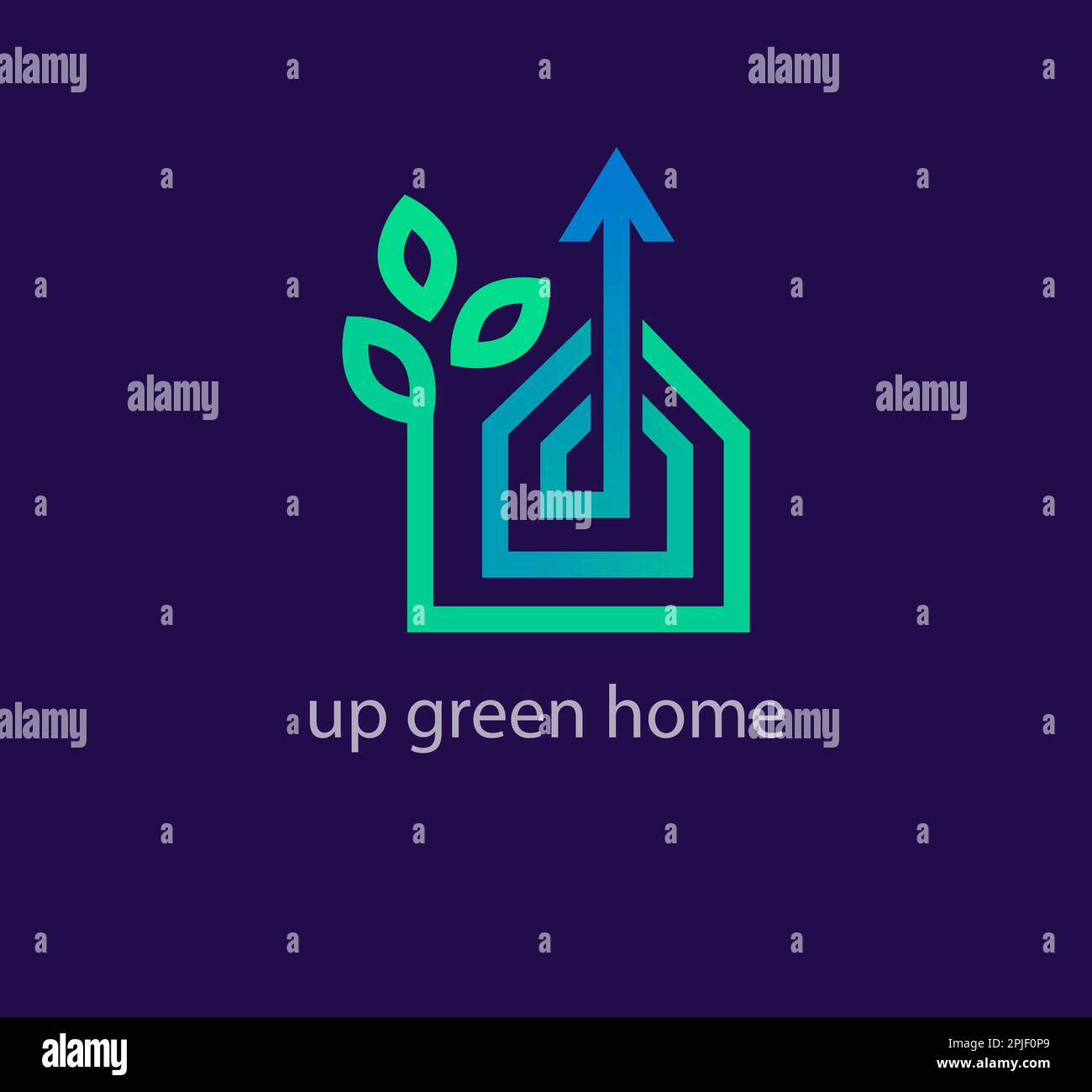 Logo von Clean Energy Up House. Einzigartige Farbübergänge. Logo-Vorlage für Ökologie-Heimkonzept. vektor Stock Vektor