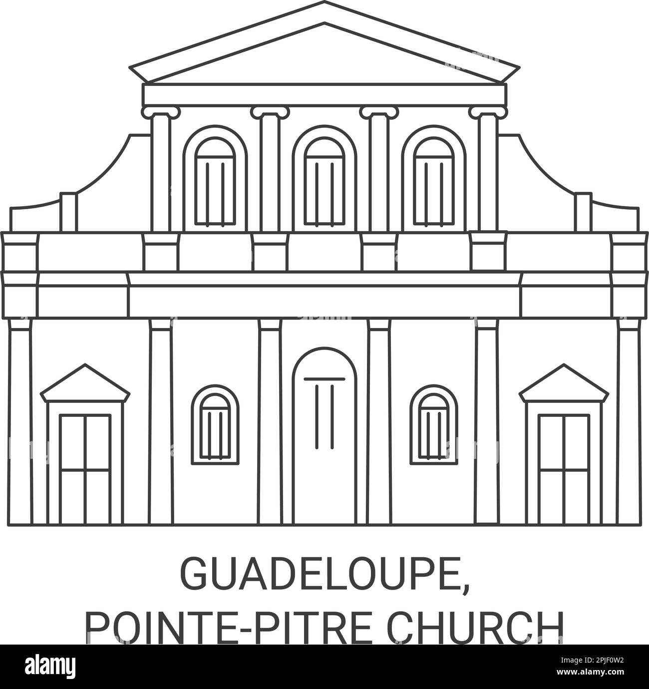 Guadeloupe, Pointepitre Kirche reisen als Vektorbild für Wahrzeichen Stock Vektor