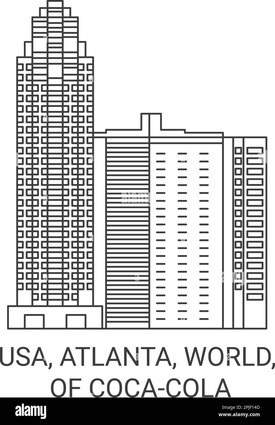 USA, Atlanta, Welt, von CocaCola Reise-Wahrzeichen-Vektordarstellung Stock Vektor