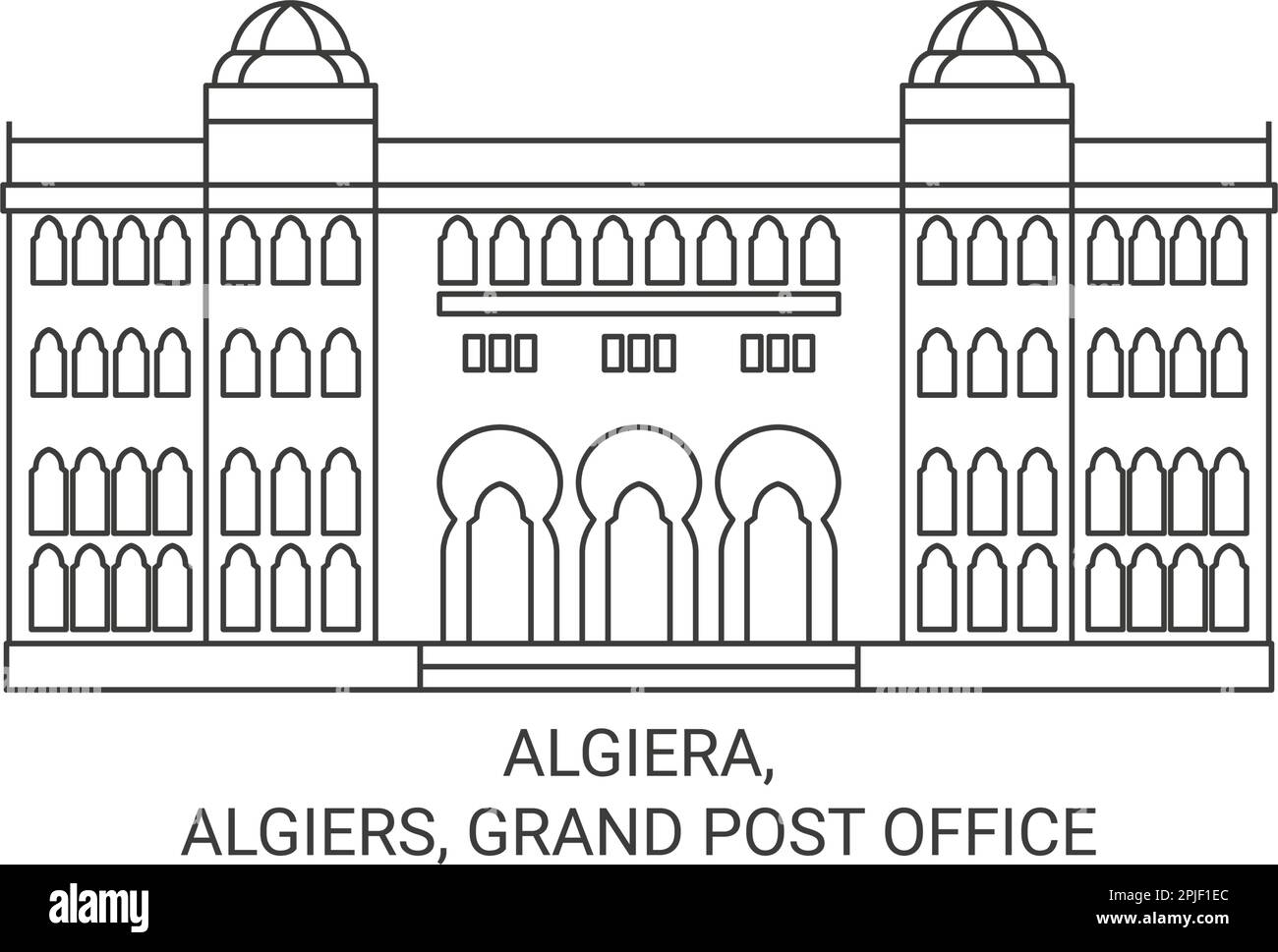 Algiera, Algier, Grand Post Office Reise Landmark Vektordarstellung Stock Vektor