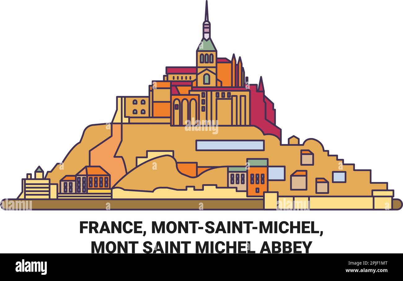 Frankreich, Montsaintmichel, Mont Saint Michel Abbey reisen als Vektorgrafik Stock Vektor