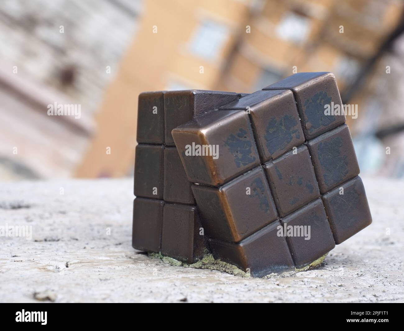 Kolodko, Rubiks kleine Skulptur - Budapest Stockfoto