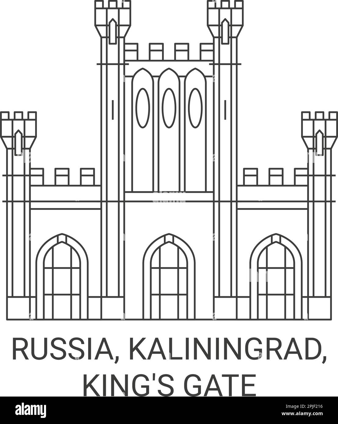 Russland, Kaliningrad, King's Gate Reise-Vektordarstellung Stock Vektor