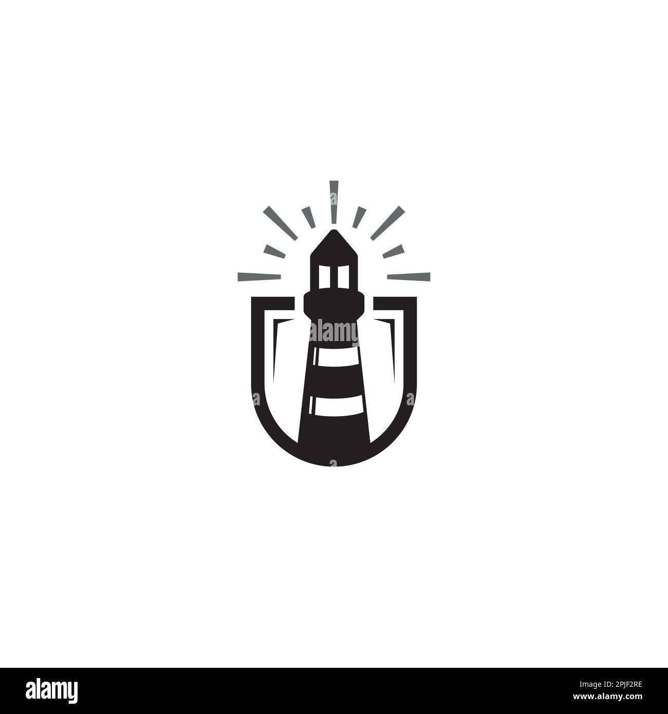 Lighthouse and Shield Logo oder Icon-Design Stock Vektor