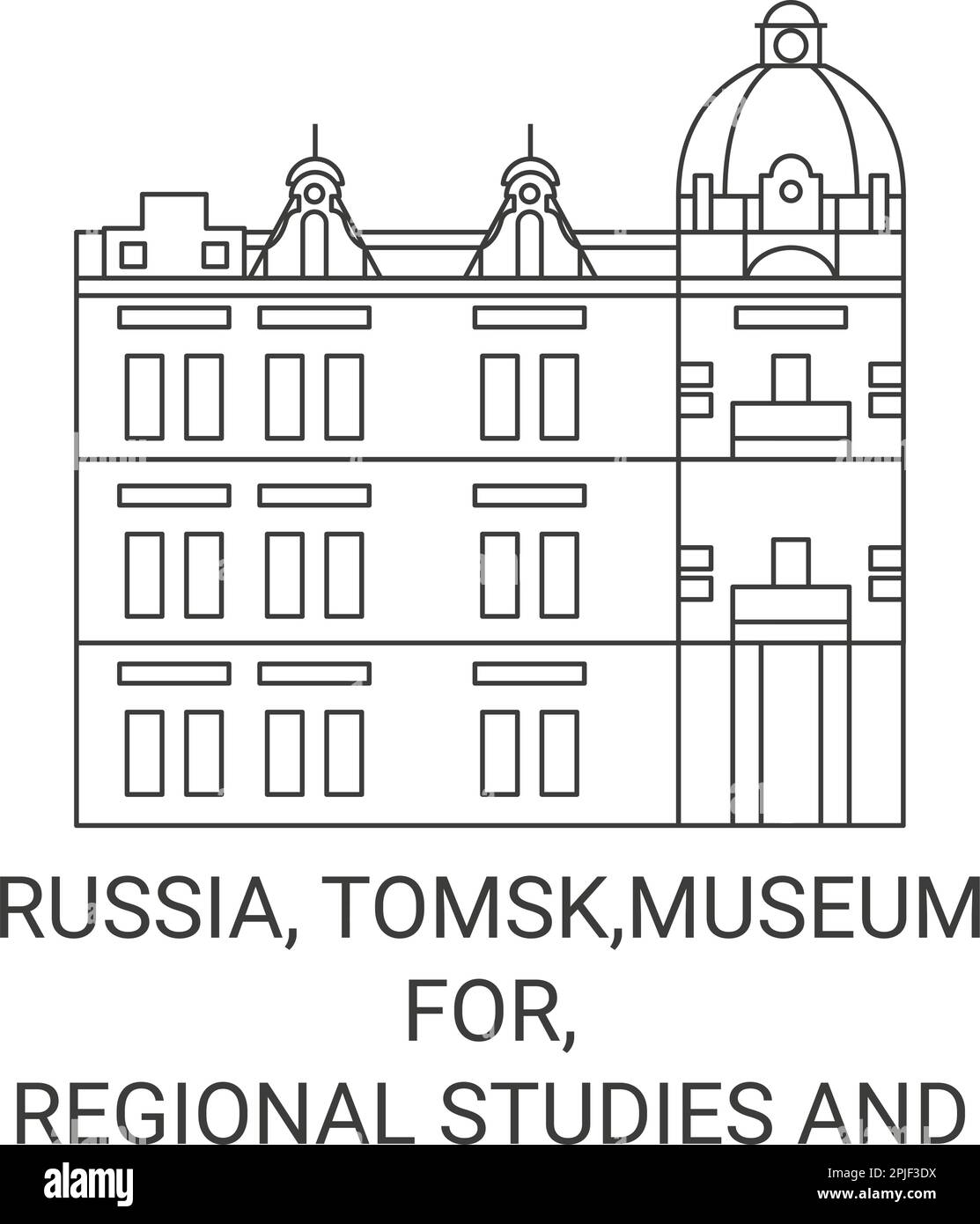 Russland, Tomsk, Museum für regionale Studien und die Orgelhalle der Philharmonie Reise Landmarke Illustration Stock Vektor