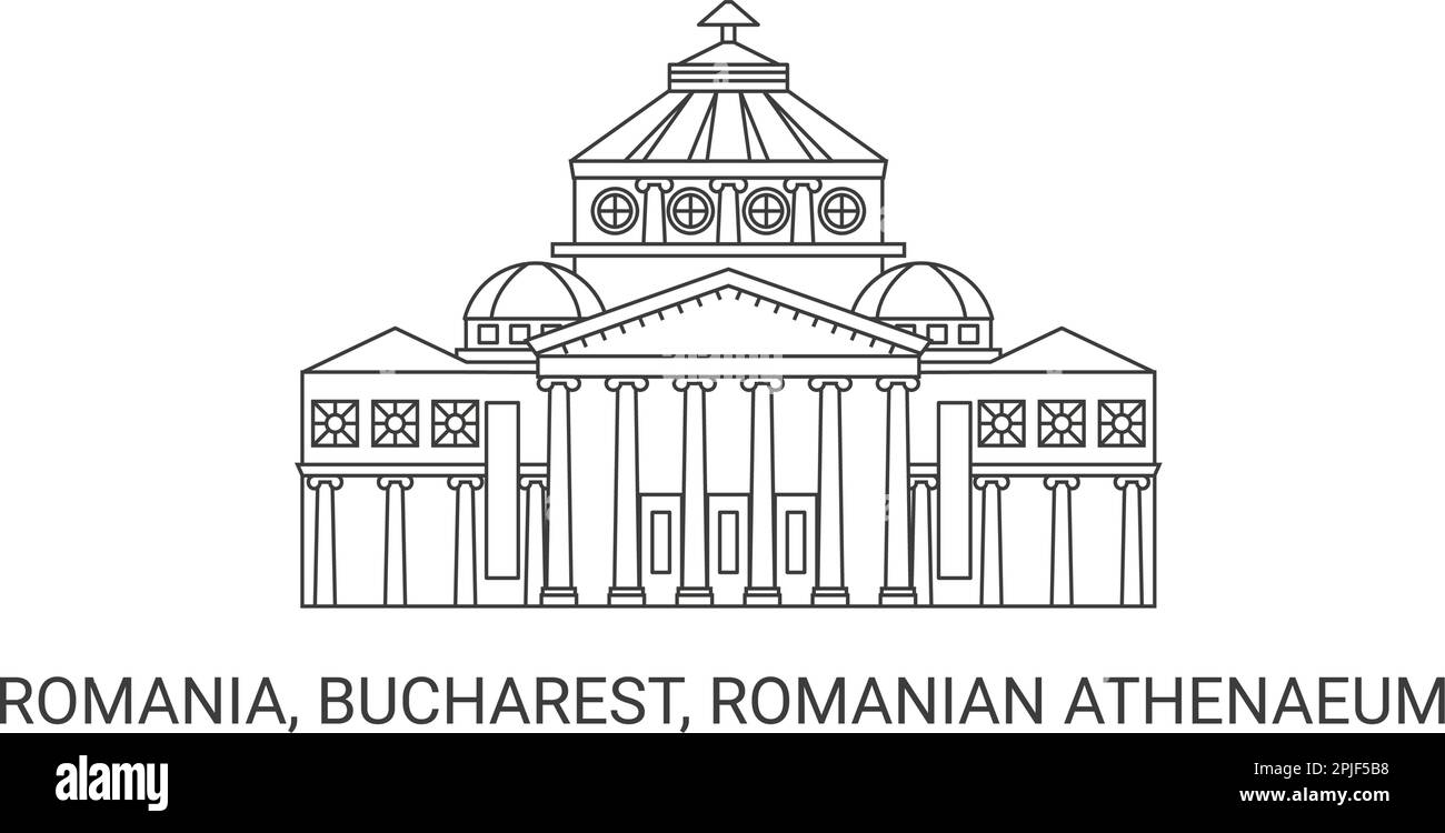 Rumänien, Bukarest, Rumänisches Athenäum, Reise-Wahrzeichen-Vektordarstellung Stock Vektor