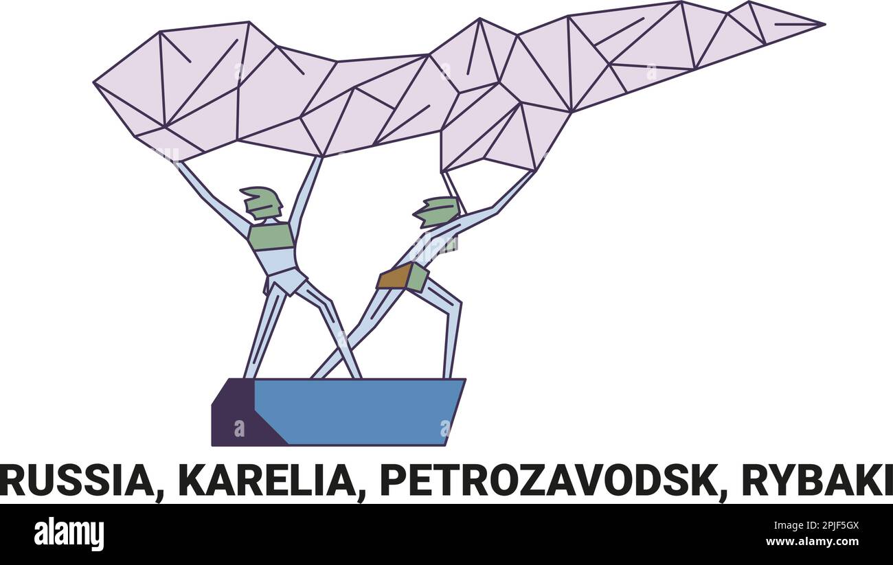 Russland, Karelien, Petrozavodsk, Rybaki, Reise-Wahrzeichen-Vektordarstellung Stock Vektor