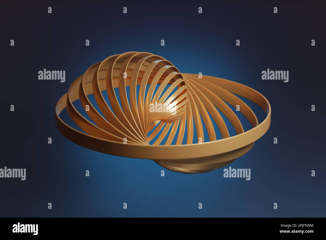 Konzentrische Ringe, die sich selbst zudrehen. 3D Abbildung. Stockfoto