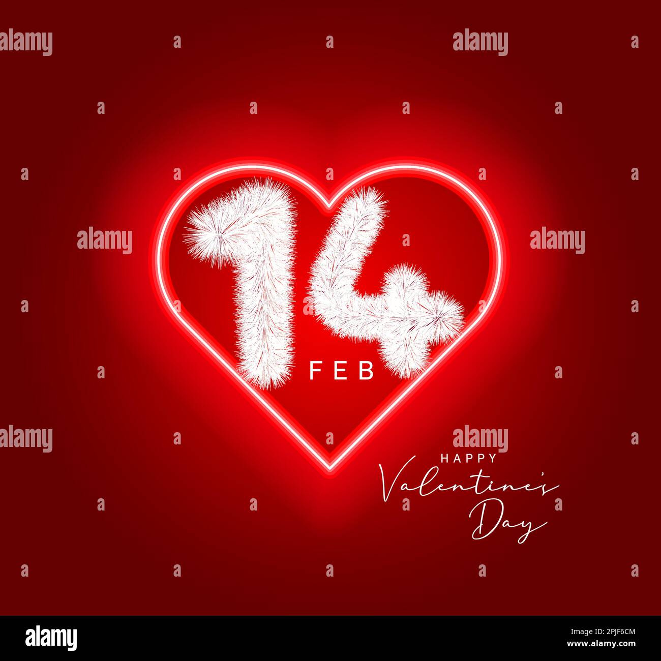 „Happy Valentine's Day Ready“-Vorlage für modernes Design. 14 Februar-Briefe mit Federn im Herzen. valentinskarte. Stock Vektor