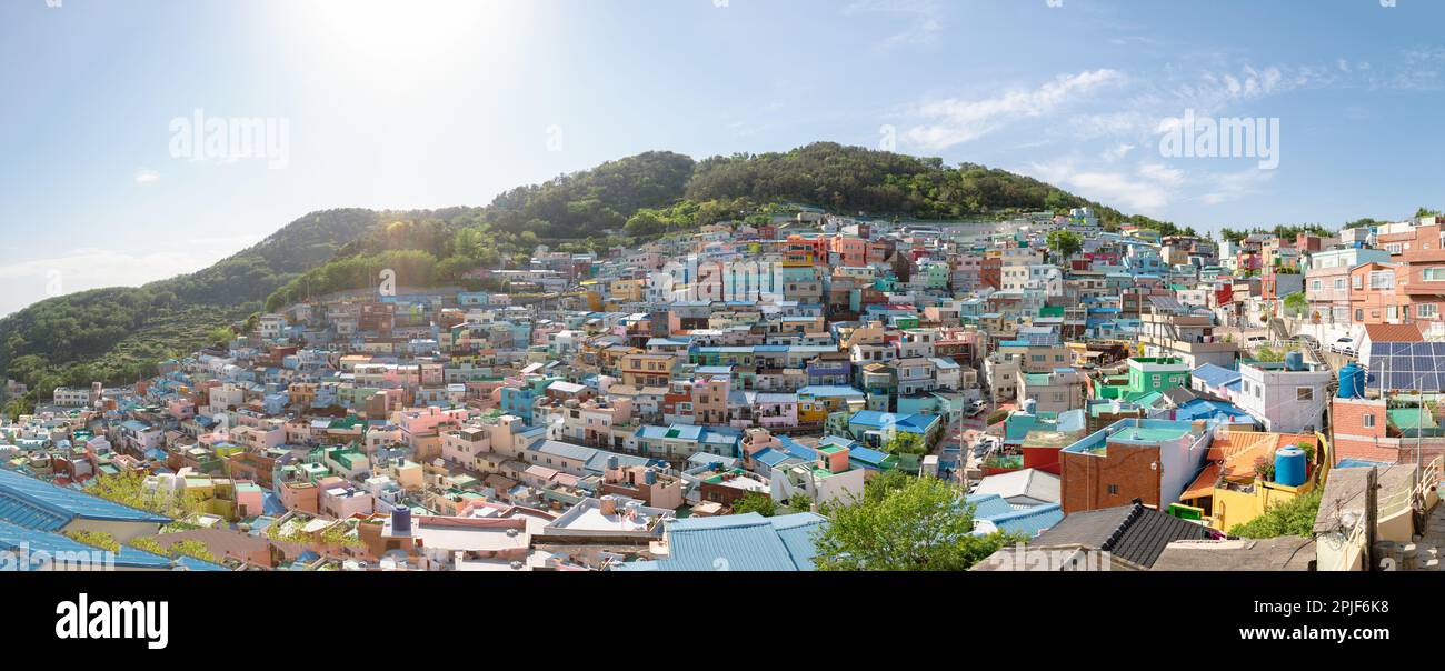 Panoramablick auf das Gamcheon Kulturdorf in Busan, Korea Stockfoto