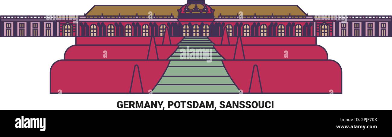 Deutschland, Potsdam, Sanssouci Reise Landmark Vektordarstellung Stock Vektor