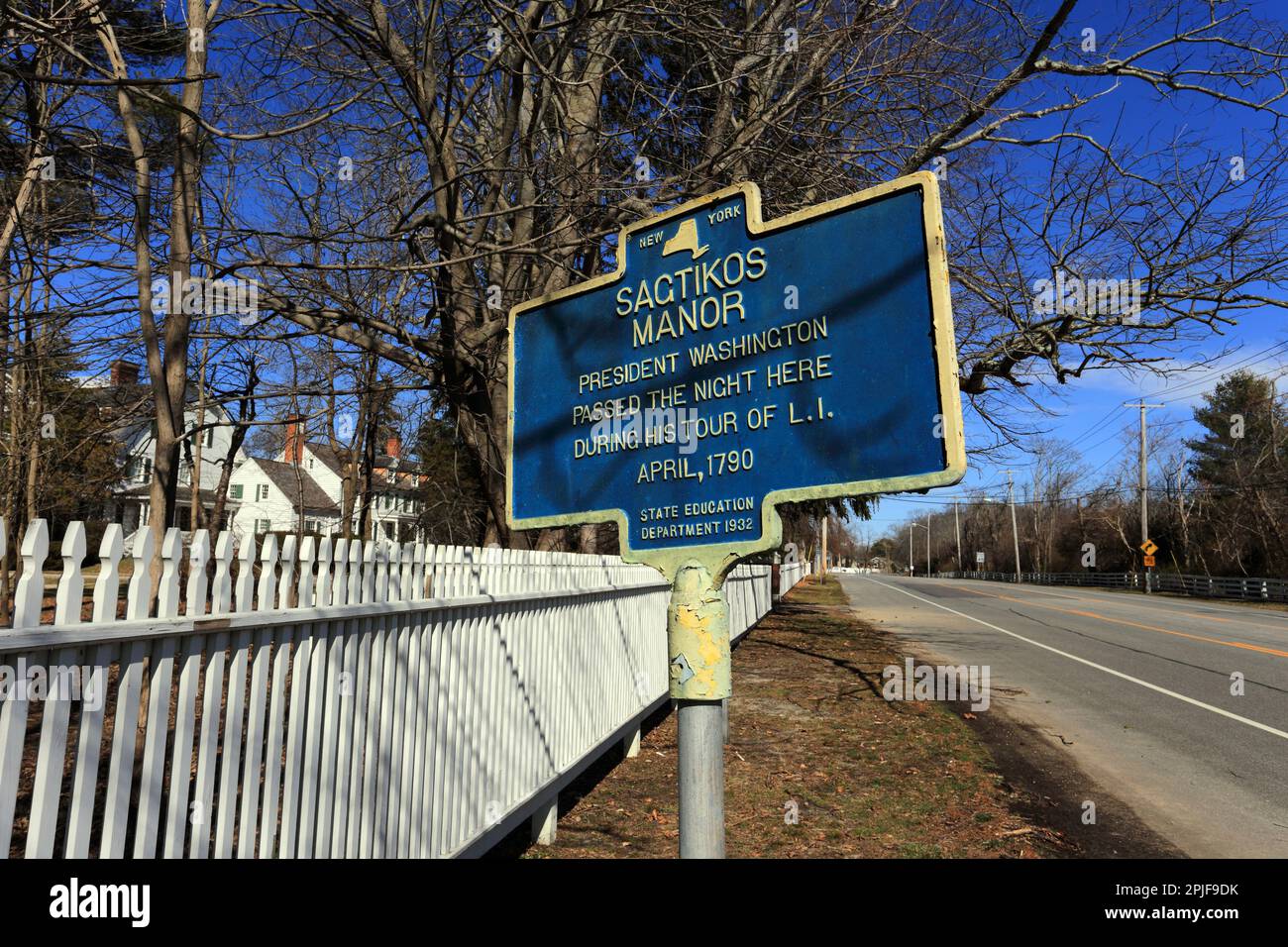 Historischer Marker, West Bayshore, Long Island, New York Stockfoto