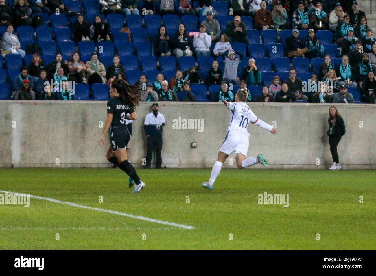 Harrison, Vereinigte Staaten Von Amerika. 01. April 2023. Jessica Fishlock vom Regnn FC gegen den FC NY Gotham in der National Women's Soccer League in der Red Bull Arena in Harrison, USA am Samstagabend, 1. April 2023. Gutschrift: Brazil Photo Press/Alamy Live News Stockfoto