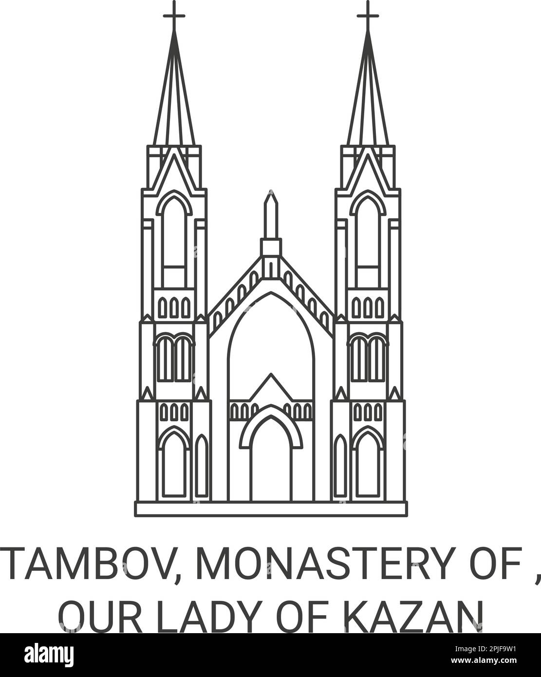 Tambov, Kloster von, Unsere Lady von Kasan Reise-Wahrzeichen-Vektordarstellung Stock Vektor