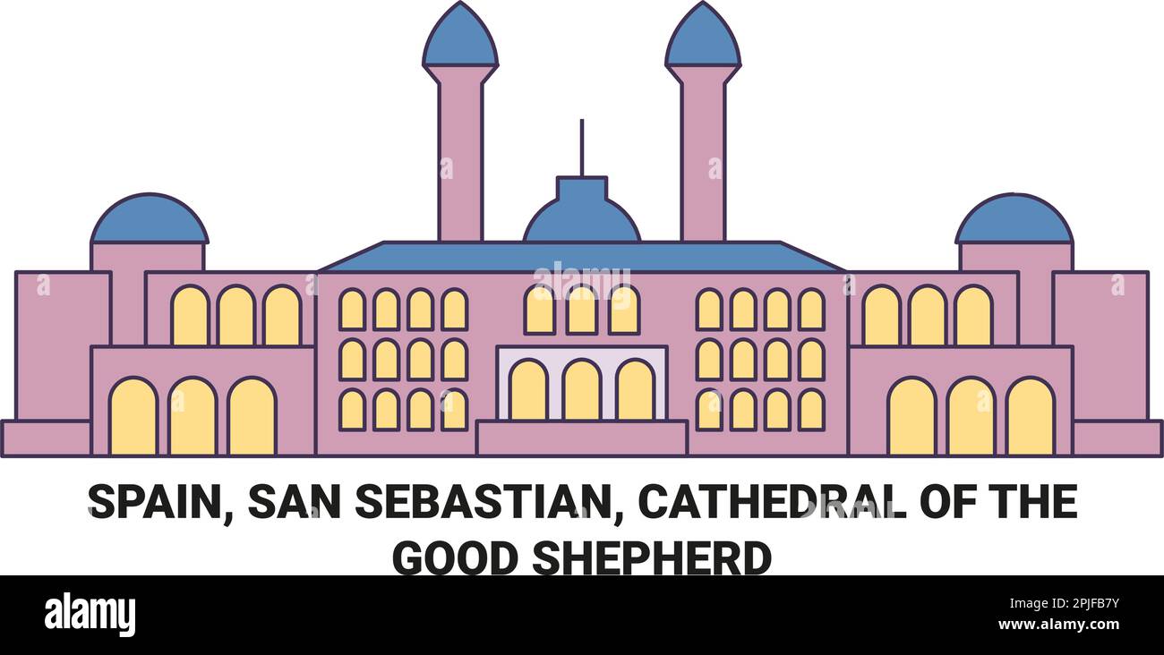 Spanien, San Sebastian, die Kathedrale des guten Hirten reisen als Vektorbild Stock Vektor