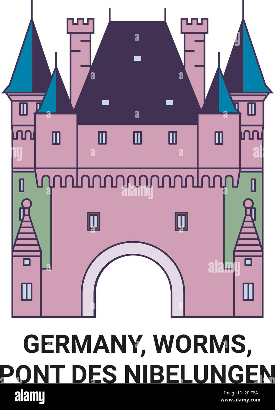 Deutschland, Worms, Pont des Nibelungen reisen als Vektordarstellung Stock Vektor