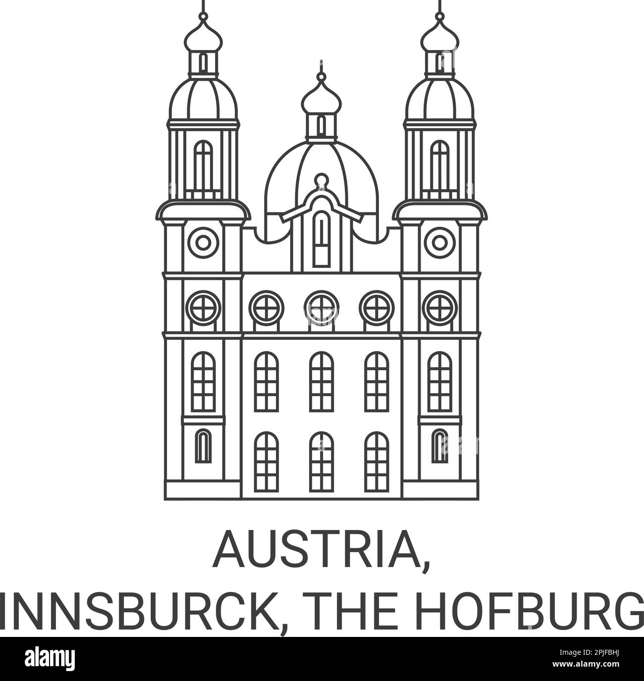 Österreich, Innsburck, die Hofburg Reise-Wahrzeichen-Vektordarstellung Stock Vektor