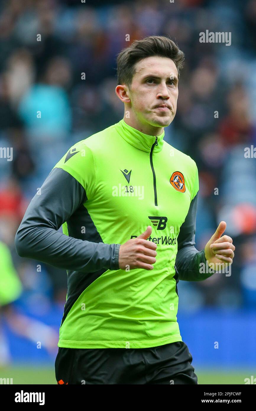 Jamie McGrath, Footballspielerin, spielt Mittelfeldspieler, für das Footballteam Dundee United, Schottland. Das Bild wurde bei einem Training im Ibrox Park in Glasgo aufgenommen Stockfoto