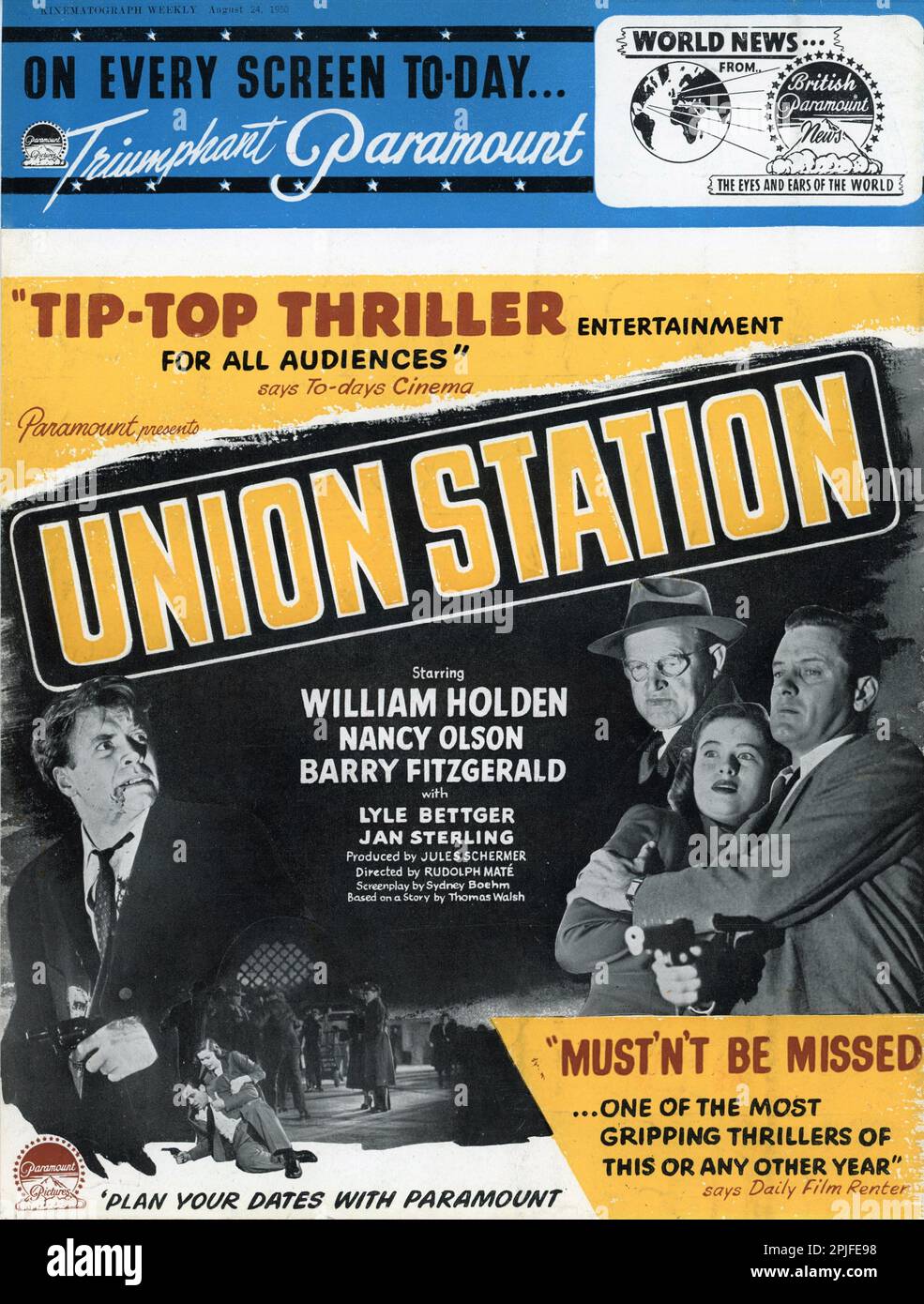 WILLIAM HOLDEN NANCY OLSON BARRY FITZGERALD und LYLE BETTGER in UNION STATION 1950 Regisseur RUDOLPH MATE / MATE Story Thomas Walsh Drehbuch Sydney Boehm Paramount Pictures Stockfoto