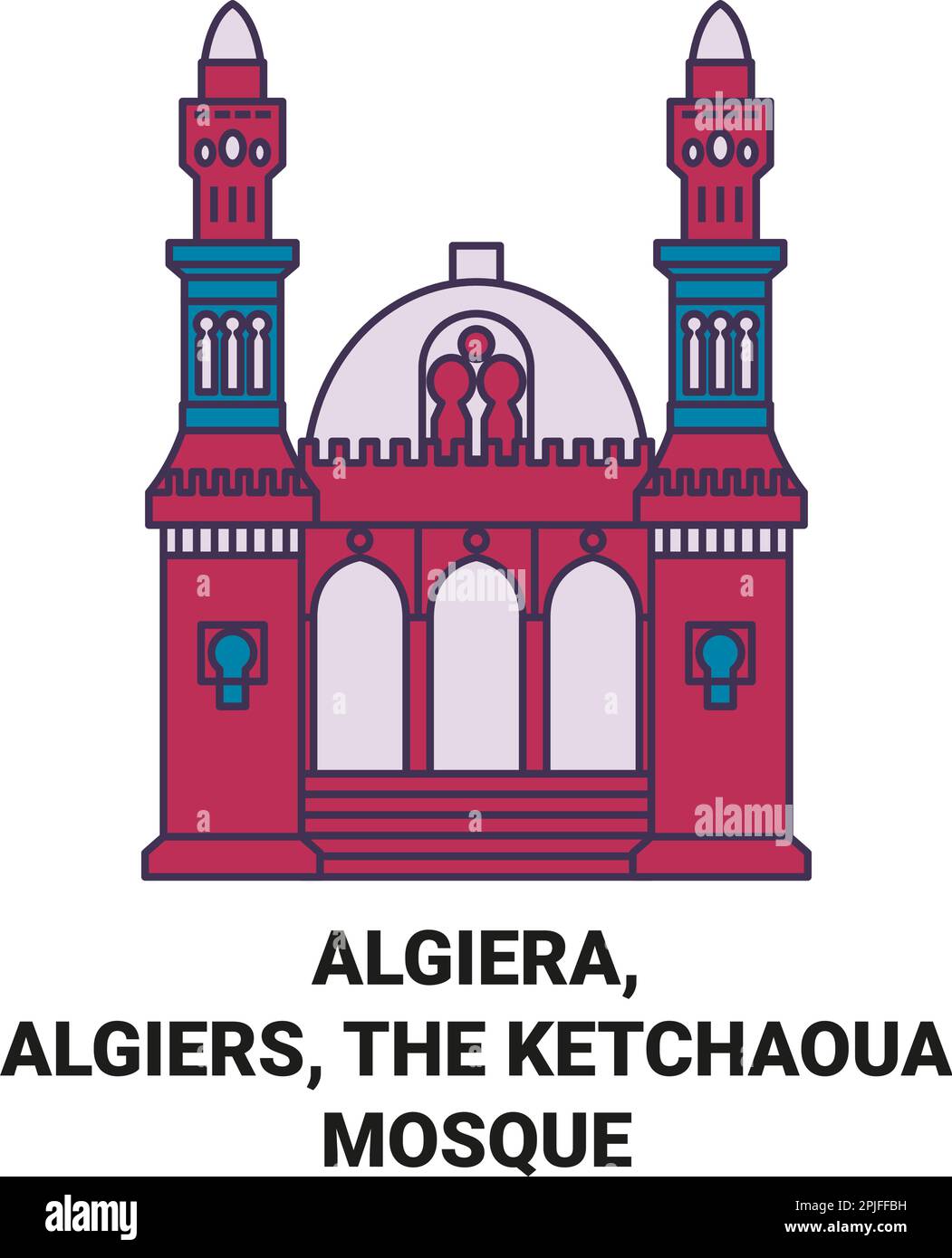 Algiera, Algier, die Ketchaoua-Moschee reisen als Vektorgrafik Stock Vektor