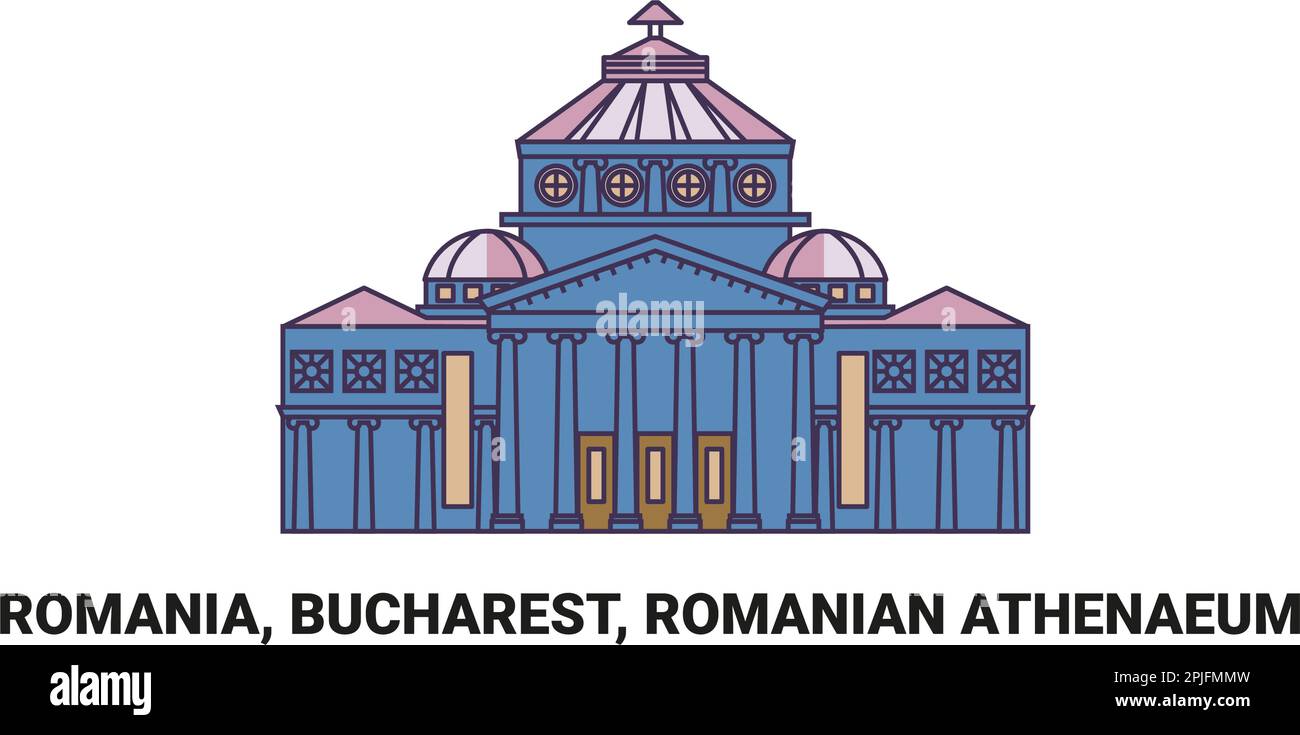 Rumänien, Bukarest, Rumänisches Athenäum, Reise-Wahrzeichen-Vektordarstellung Stock Vektor