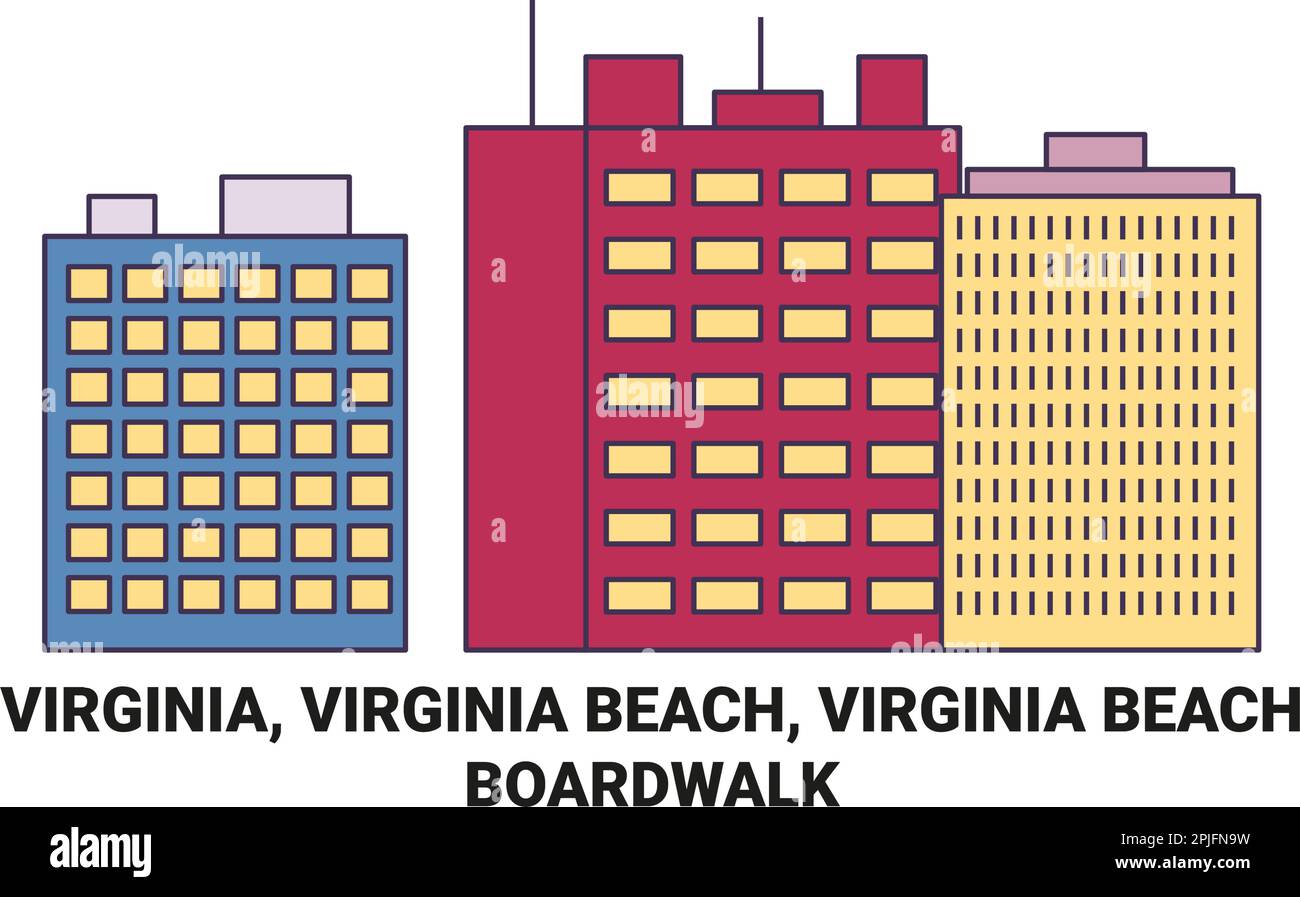USA, Virginia, Virginia Beach, Virginia Beach, Boardwalk Reise Landmark Vektordarstellung Stock Vektor