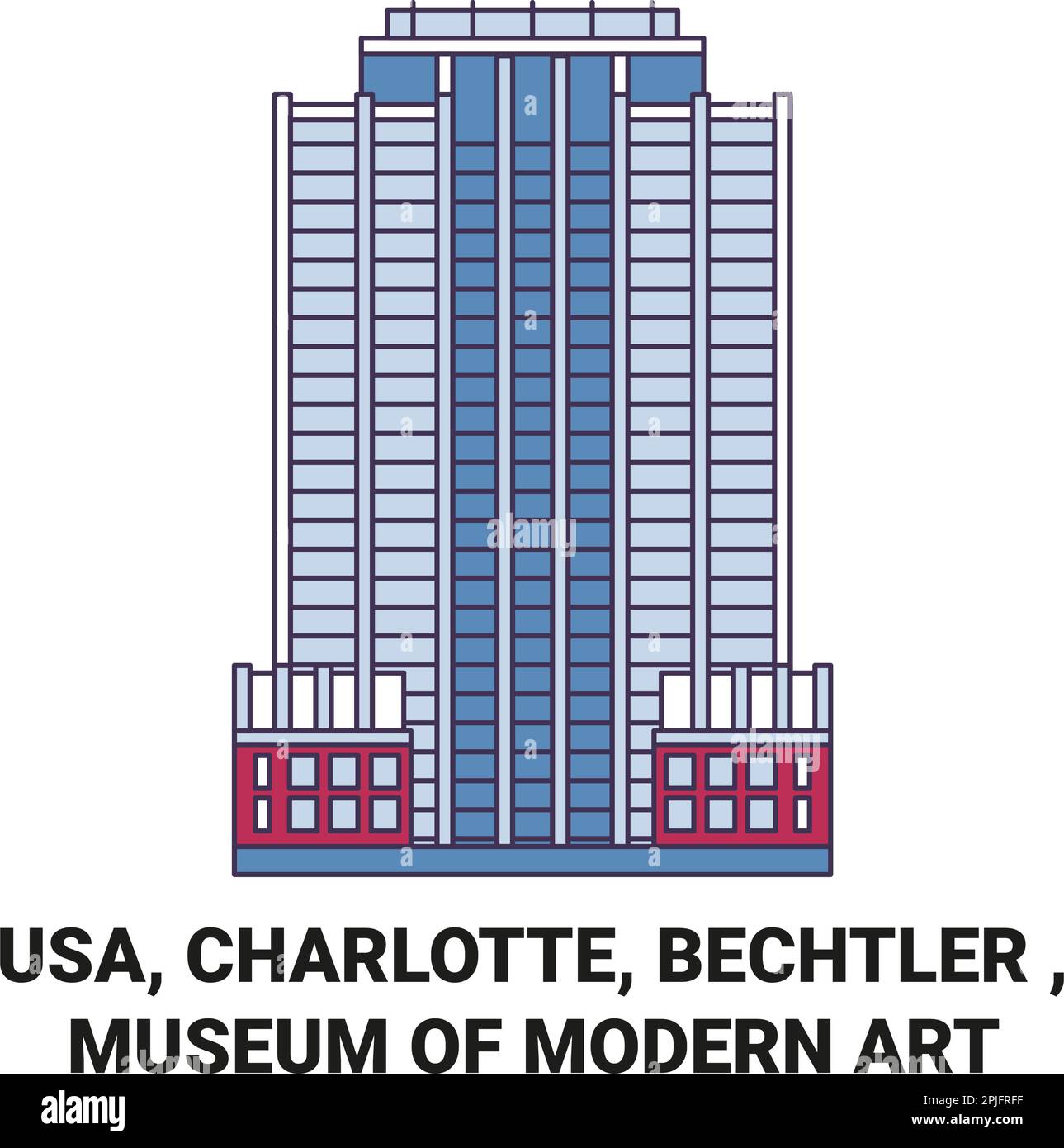 USA, Charlotte, Bechtler, Museum of Modern Art, Reiseziel-Vektordarstellung Stock Vektor