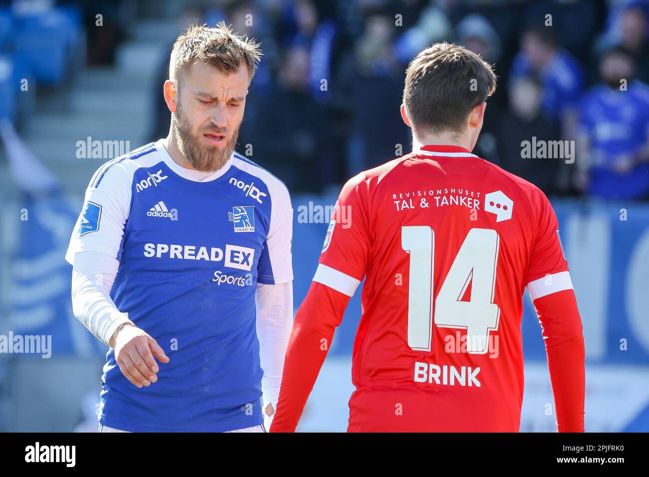 Lyngby, Dänemark. 02. April 2023. Frederik Gytkjaer (26) aus Lyngby, gesehen während des Superliga-Spiels zwischen Lyngby Boldklub und Silkeborg im Lyngby-Stadion in Lyngby 3F. (Foto: Gonzales Photo/Alamy Live News Stockfoto