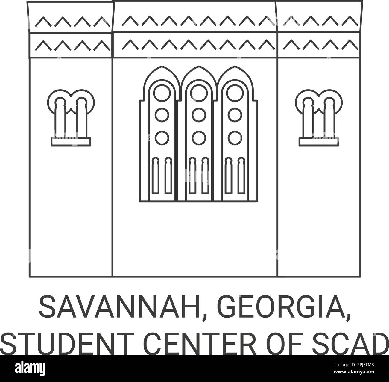 USA, Savannah, Georgia, Student Center of SCAD Travel Landmark Vector Illustration Stock Vektor