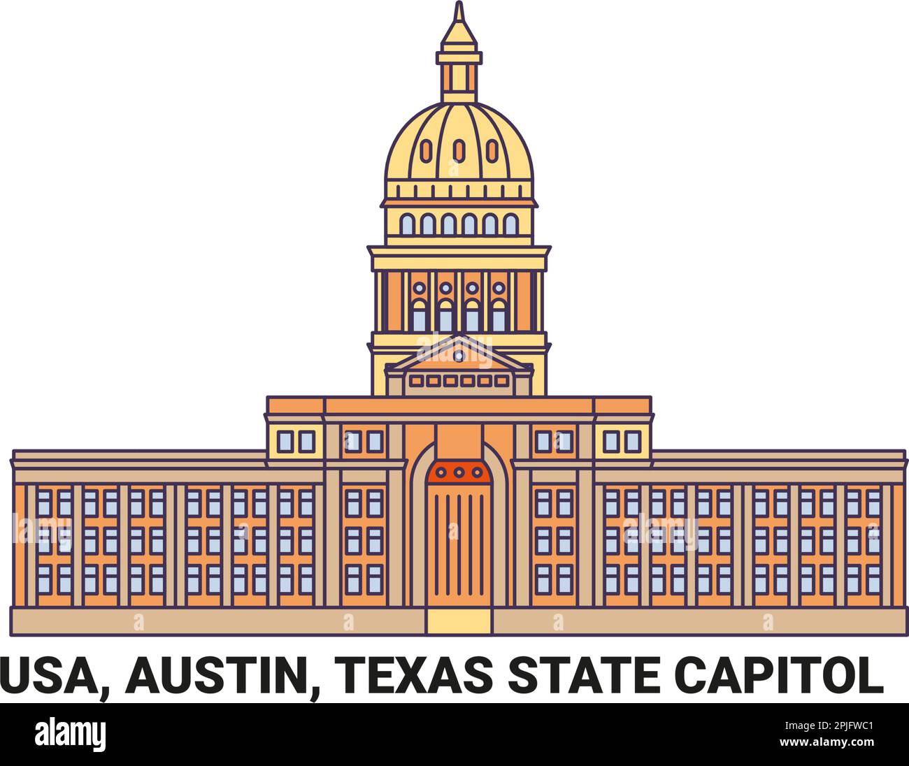 USA, Austin, Texas State Capitol, Reiseziel-Vektordarstellung Stock Vektor