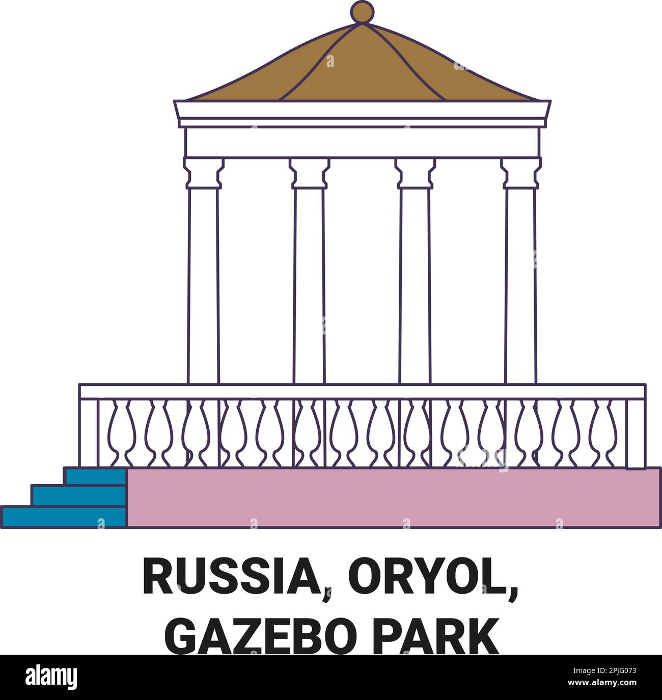 Russland, Oryol, Gazebo Park Reise Wahrzeichen Vektordarstellung Stock Vektor
