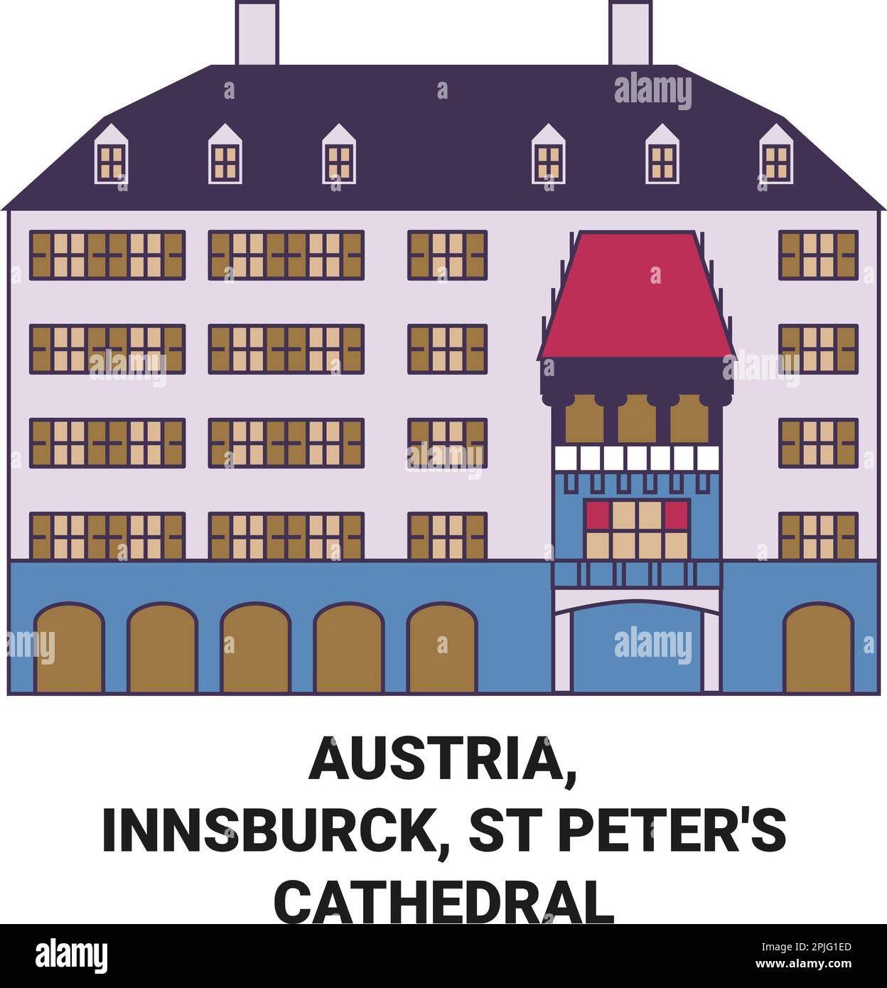 Österreich, Innsburck, Petersdom reisen als Vektorbild Stock Vektor
