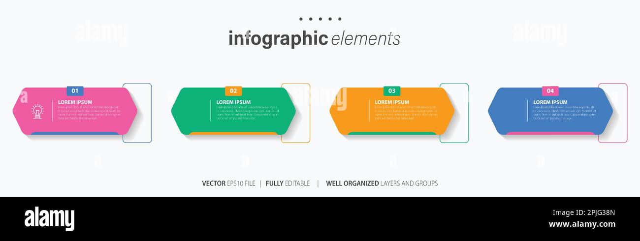Vorlage für Vektor-Infografik-Design mit 4 Optionen oder Schritten Stock Vektor
