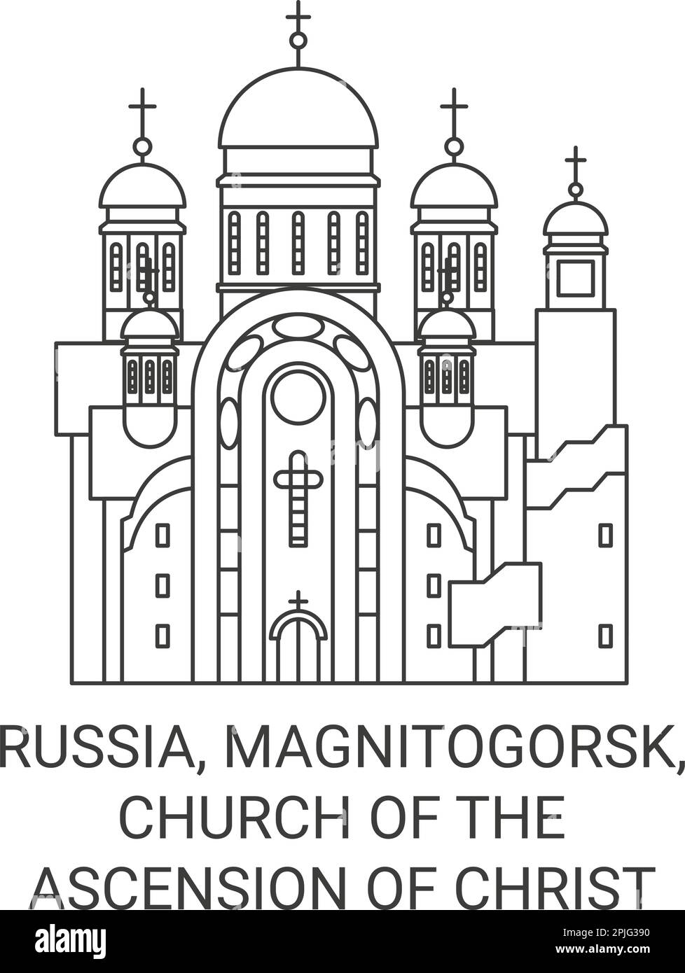 Russland, Magnitogorsk, Kirche des Aufstiegs Christi Magnitogorsk reisen als Vektorbild Stock Vektor