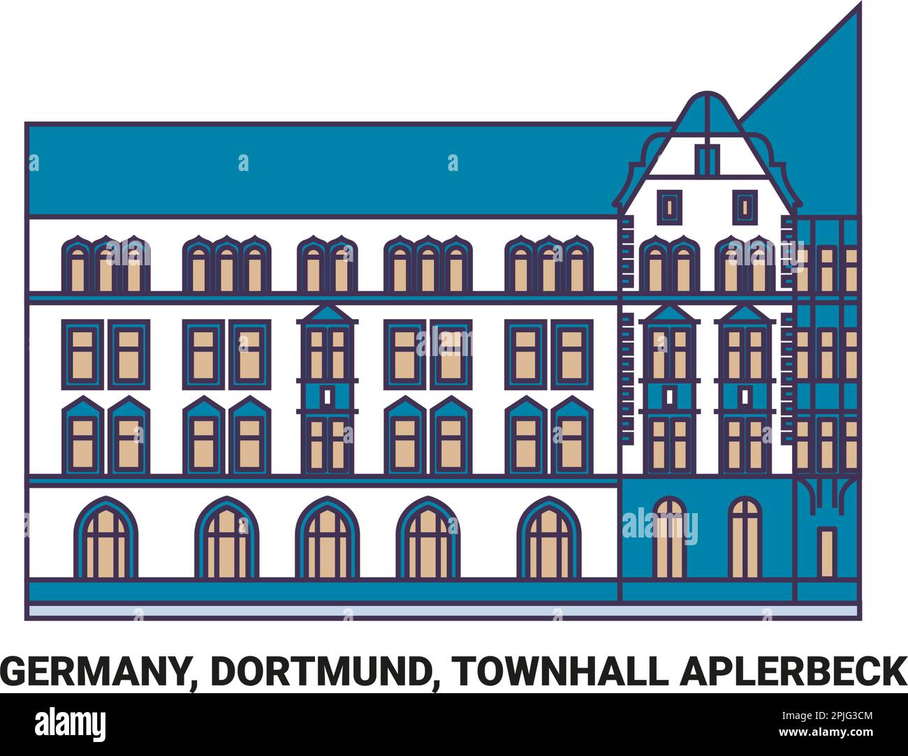 Deutschland, Dortmund, Townhall Aplerbeck Reise-Wahrzeichen-Vektordarstellung Stock Vektor