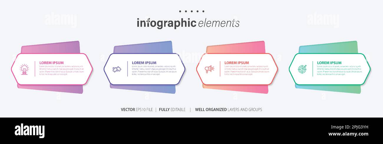 Vorlage für Vektor-Infografik-Design mit 4 Optionen oder Schritten Stock Vektor