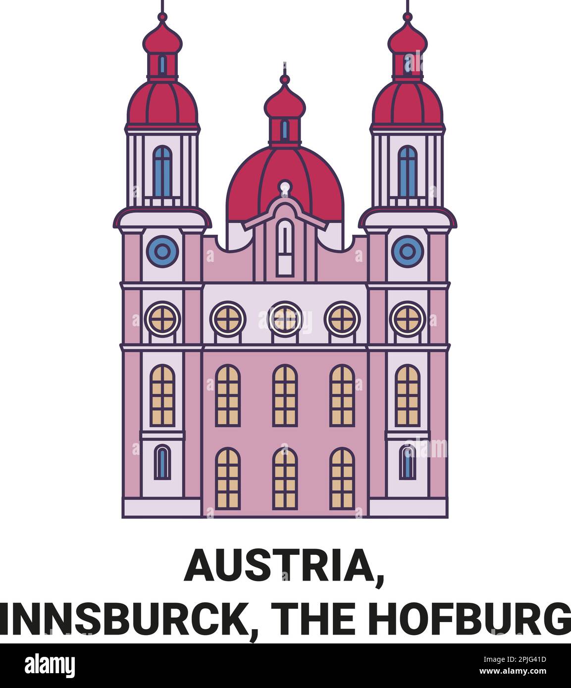Österreich, Innsburck, die Hofburg Reise-Wahrzeichen-Vektordarstellung Stock Vektor