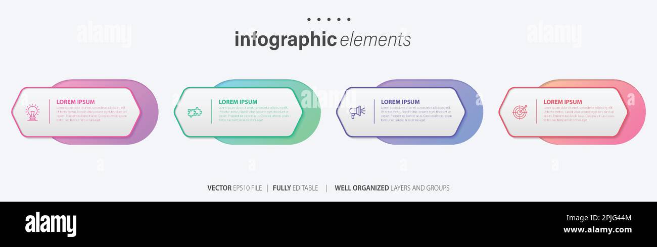 Vorlage für Vektor-Infografik-Design mit 4 Optionen oder Schritten Stock Vektor