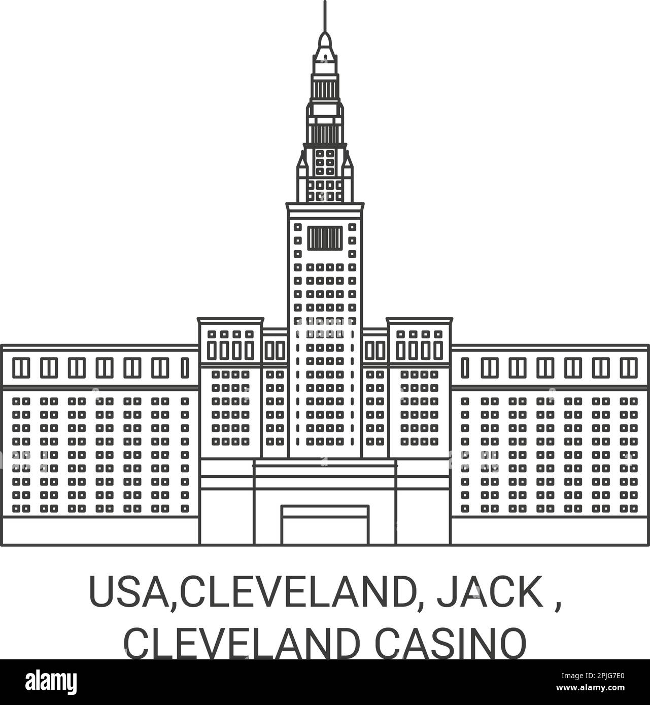 USA, Cleveland, Jack, Cleveland Casino Reise-Wahrzeichen-Vektordarstellung Stock Vektor