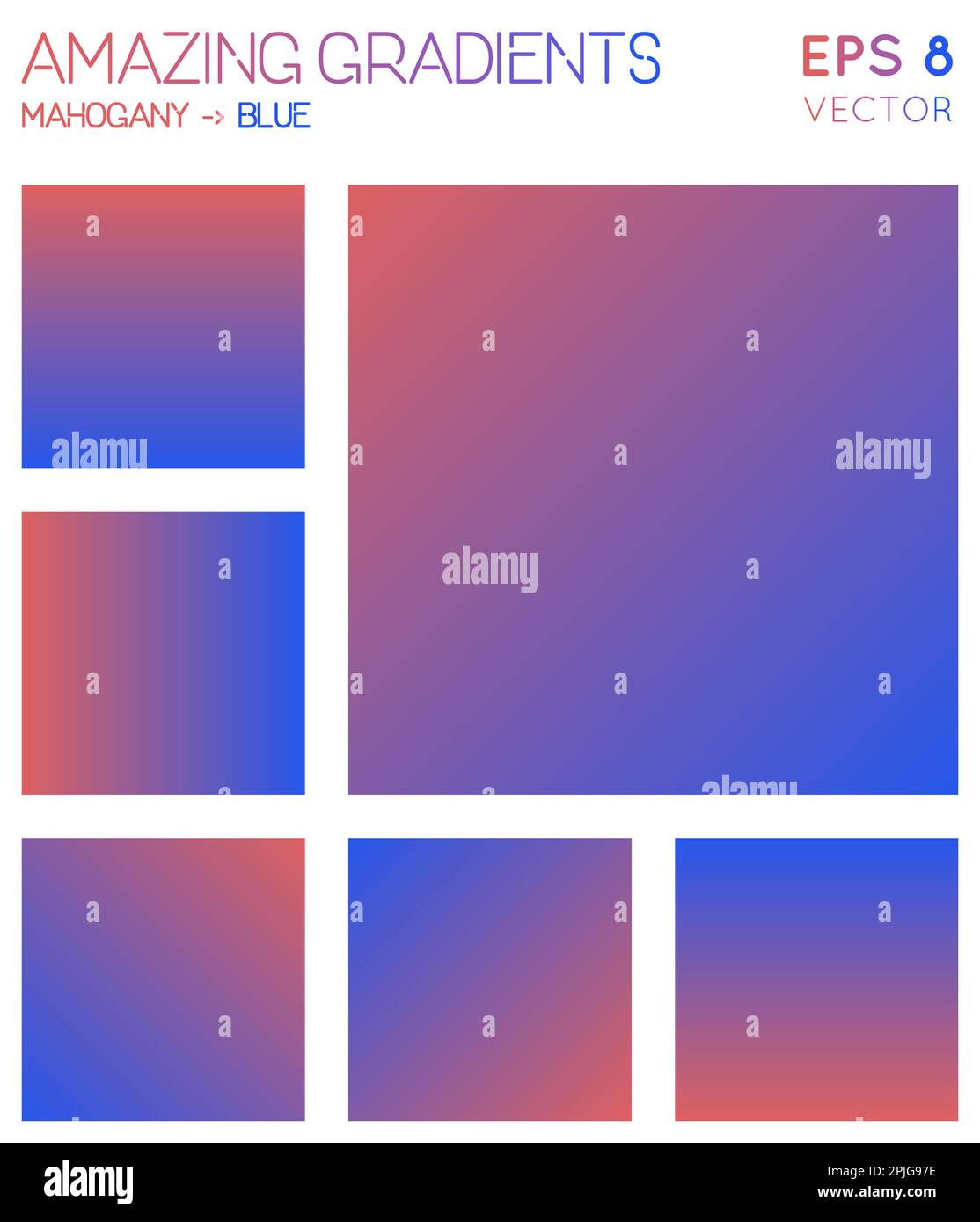 Bunte Farbverläufe in Mahagoni- und Blautönen. Bewundernswerter Verlaufshintergrund, ursprüngliche Vektorillustration. Stock Vektor